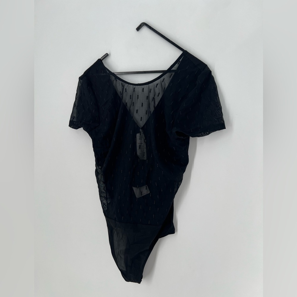 Wolford Aphrodite Mesh Embroidered Polka Dot Bodysuit In Black - Picture 3 of 9